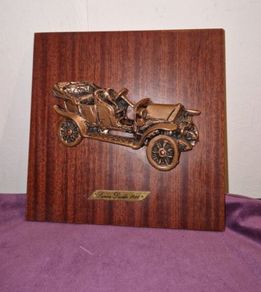 Antique Lancia Dialfa 1911 Copper Plaque on wood