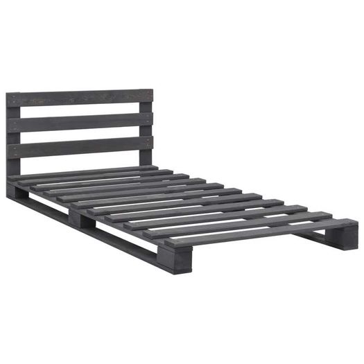 Pallet Bed Frame Grey Solid Pine Wood 100x200 cm