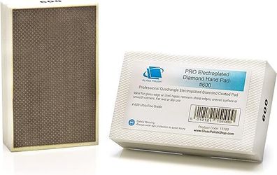 Glass Polish 15100 Diamond Hand Pad Sanding Block for Smoothing, Edging & Polishing 95 x 55mm - Grit 600