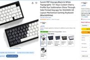 PBT keycap set, 131 keys, black &amp; white topographic, Cherry profile, dye-sub, ISO/ANSI