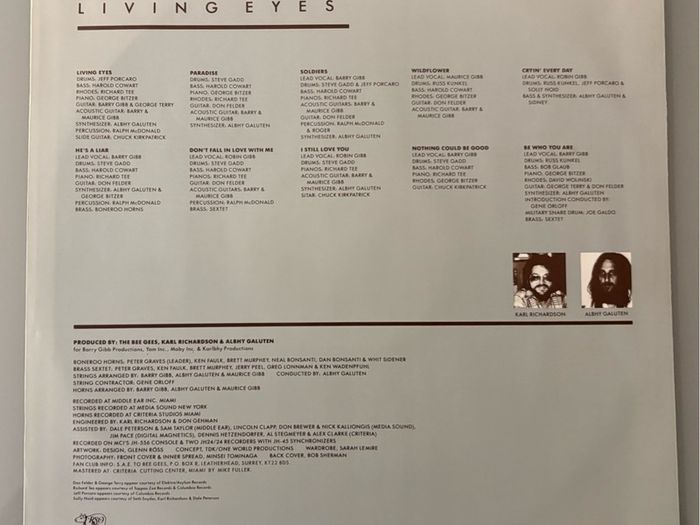 The Bee Gees - Living Eyes. 1981 UK first press with gatefold cover and inner sleeve. Absolutely and utterly mint. Peak brothers Gibb!