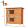 2-Tier Wooden Rabbit Hutch Guinea Pig Hutch Duck House Double Decker Pet Cage with Sliding Tray Image 2