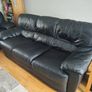 3,2,1 Italian black leather sofa Image 4