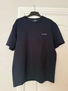 Navy Slim Fit Textured Crew Neck T-Shirt River Island