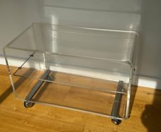 Vintage Clear Lucite/Acrylic Tv Stand/Shelf Unit on Chrome Casters.