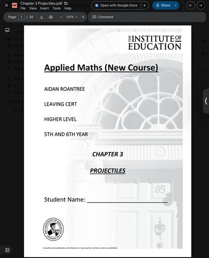 Leaving Cert Applied Maths Institute Notes
