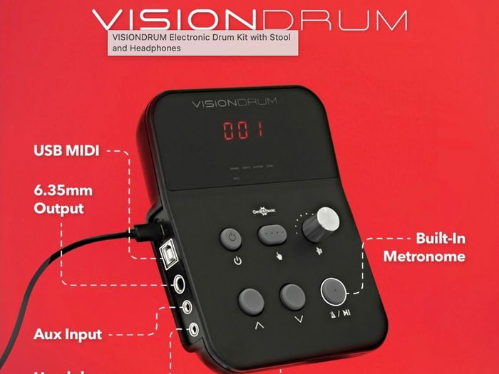VISIONDRUM Electronic Drum Kit with Stool and Headphones