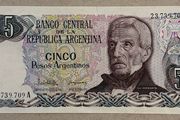 Argentina 5 Pesos Argentinos Banknote