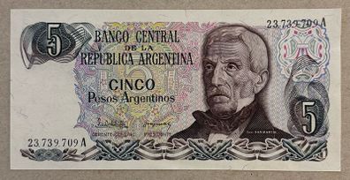 Argentina 5 Pesos Argentinos Banknote