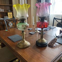 antique oil lamps