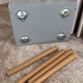 1 Drawer Wooden Nightstand with Round Tapered Legs, Blue and Brown Image 4