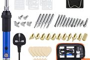 45 in 1 Wood Burning Pyrography Pen and Soldering Iron Kit, Wood Engraving Craft Kit with Pyrography Basics and 60W Adjustable Temperature Wood Burner Pen Tool for Carving with 31 Tips,Orange