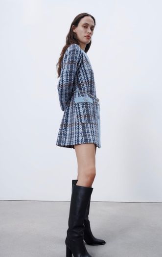 zara textured coat new with chain belt