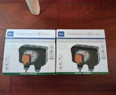 2x BG Weatherproof Storm IP66 Double Outdoor Sockets. RCD Protected 13A