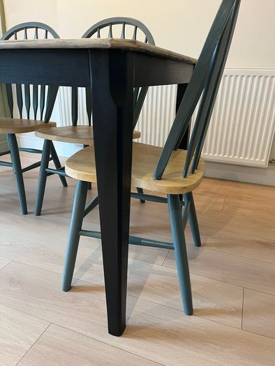 Upcycled Solid Wood Dining Table - Hand Painted White Coffee Whitewash - Modern Rustic - One of a Kind