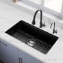 76cm Black Granite Kitchen Sink Workstation, Single Bowl Undermount or Drop-In Farmhouse Basin with Accessories for Kitchen, RV & Bar Image 7