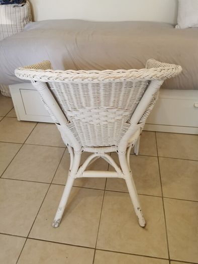 White Wicker Armchair - Solid & Comfortable