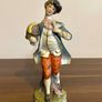 Porcelain Figurine Bisque Colonial Boy in Waistcoat Holding Bird Cage Arnart Image 2