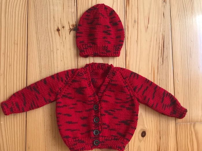 Merino Wool Baby Cardigan and Hat