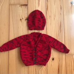 Merino Wool Baby Cardigan and Hat