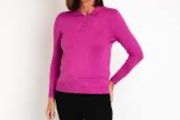 Castle of Ireland Pink Fine Knit Polo Sweater Jumper Size UK14