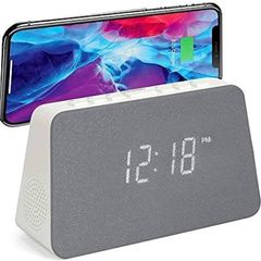NEW SALE | Wireless Charging Alarm Clock Radio - Dimmable Display, USB Charging, FM Radio, Dual Alarms, No Tick Alarm Clock Bedside