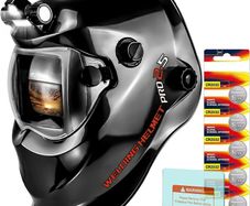 Welding Helmet with Light True Color Auto Darkening Welding Helmets for Men Solar Powered Welding Hood with 2 Arc Sensor Wide Shade 4/9-13 for TIG MIG ARC Cool Welder Mask (Bright Black)