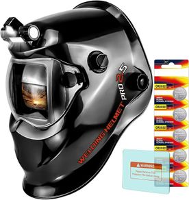 Welding Helmet with Light True Color Auto Darkening Welding Helmets for Men Solar Powered Welding Hood with 2 Arc Sensor Wide Shade 4/9-13 for TIG MIG ARC Cool Welder Mask (Bright Black)