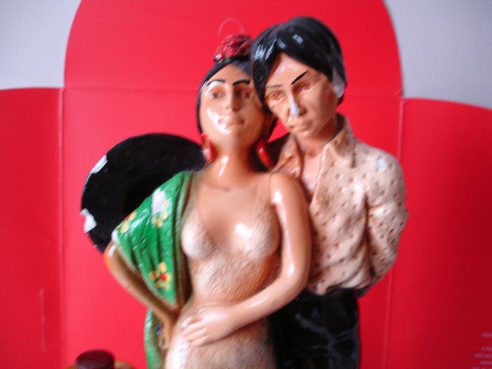 Vintage ceramic statue of a Spanish  Flaminco Dancers/ Couple 11".