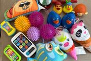 baby toys selection, balls, teddies, toy phones, ducks