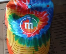 Tie dye m&m hat