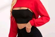Red Drop Shoulder Super Crop Pullover, size 10