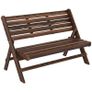 2-Person Garden Bench, Rustic Design, Foldable, Natural Wood, 122 x 63 x 83 cm, Carbonized Surface Image 3