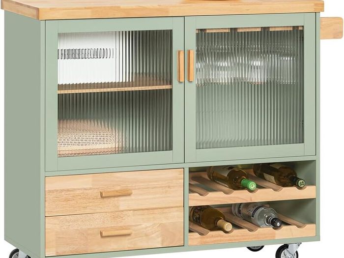 Country Style Kitchen Trolley green  portable kitchen island  Limited Edition
