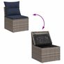 7 Piece Garden Sofa Set with Cushions Grey Poly Rattan Acacia Image 7