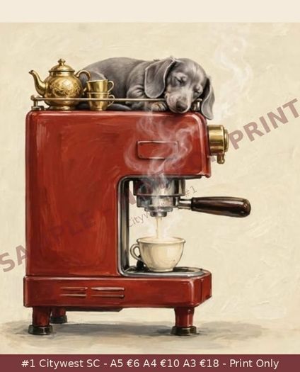 Dachshund Coffee Prints A5 A4 A3 - 6 Designs - Citywest SC - 250gsm Matte - Sausage Dog