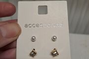 Gold-Tone Stud Earring Set 3 Pairs