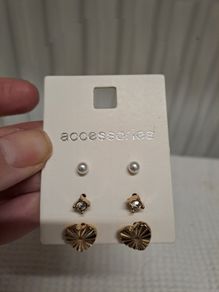 Gold-Tone Stud Earring Set 3 Pairs