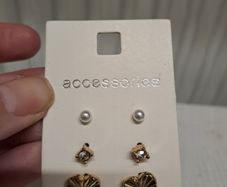 Gold-Tone Stud Earring Set 3 Pairs