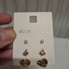 Gold-Tone Stud Earring Set 3 Pairs
