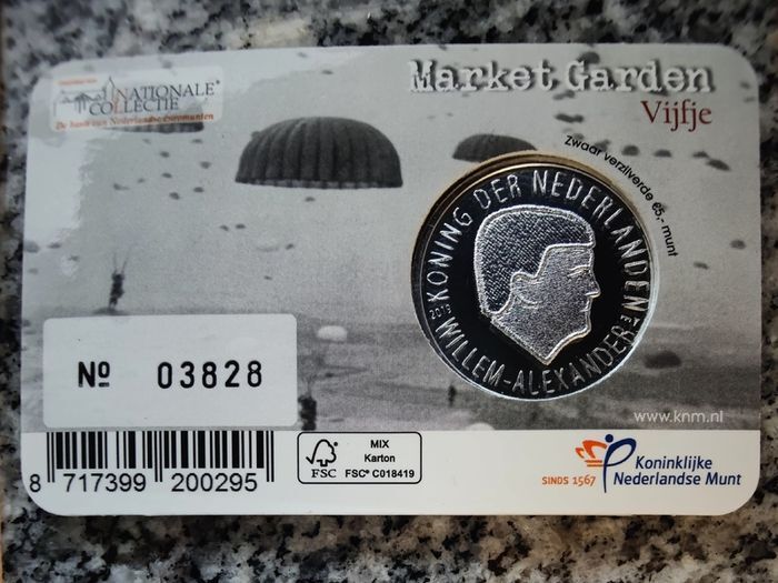 Netherlands 5 Euro Base Metals (Silver Plated) Brilliant Uncirculated Coin 2019 - Market Garden
