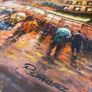 Large Hand Painted Oil on Canvas - Vintage Parisienne Street Scene Image 4