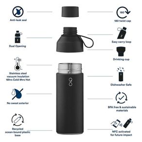 Ocean Bottle NFC 500ml Black - Insulated Water Bottle
