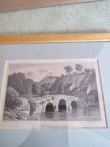 FRAMED ANTIQUE PRINT Glenmire [Glanmire] Bridge, near Cork drawn by R. Westall. A.R.A.  engraved by Edwd. Finden.