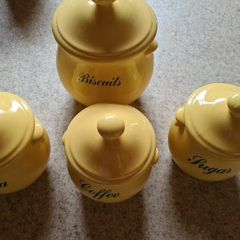 tea coffee sugar  pottery free biscuit barrel