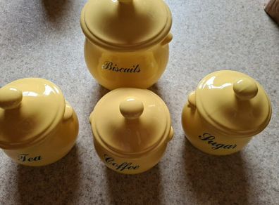 tea coffee sugar  pottery free biscuit barrel