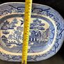 Vintage / Antique x2 Medium Size Blue Willow Oval Serving Platters Image 4