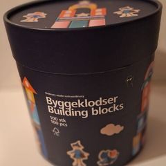 Flying Tiger Byggeklodser 100 Wooden Building Blocks Tub
