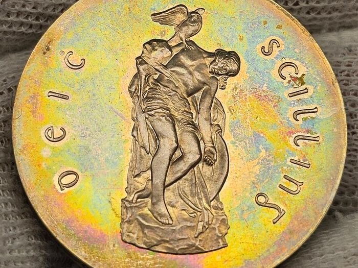 Ireland 1966 Silver Proof 10 Shillings Coin in Original Holder Stunning Rainbow Toning Obverse and Reverse