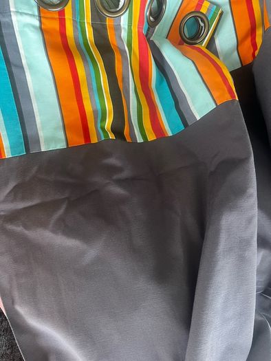 Eyelet Curtain Grey & Multicolour Stripes